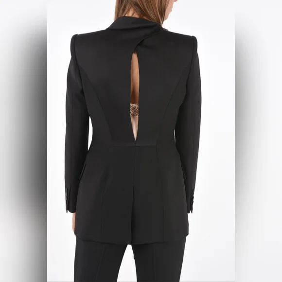 Alexander McQueen Single Breasted Blazer Silk Detailing
